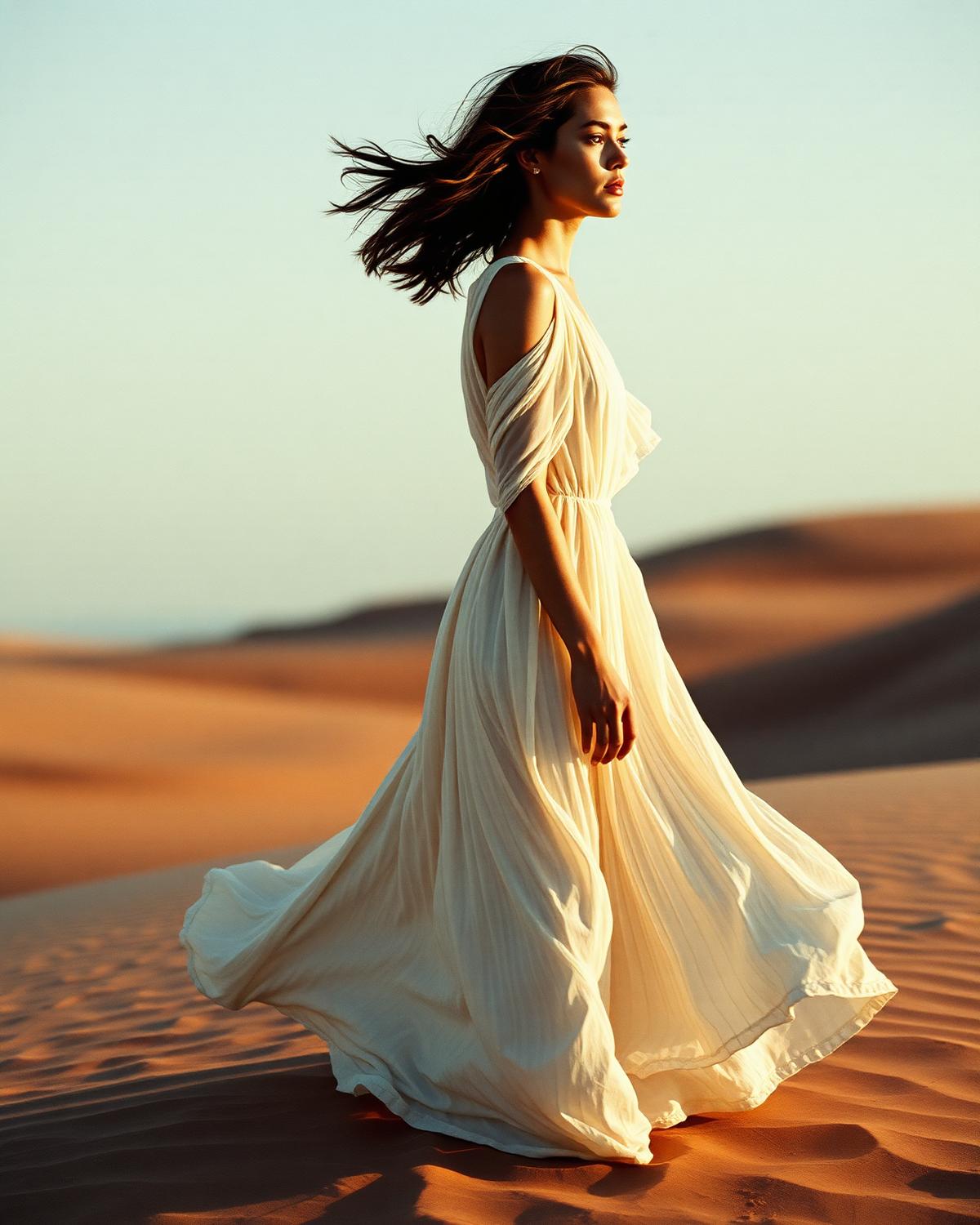 Ivory dress in motion